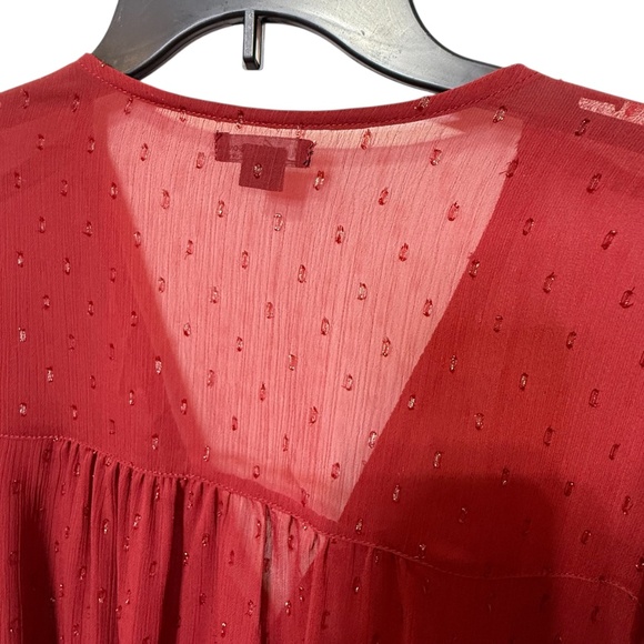 New Direction Curvy Sparkle Low Cut V-Neck Sheer Tunic Top 2X - Picture 5 of 13